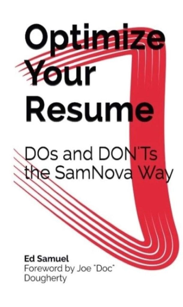 A red and white cover of the book your resume